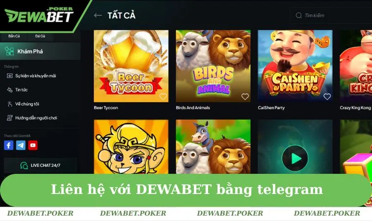 Liên Hệ DEWABET 2 Liên hệ với DEWABET bằng telegram