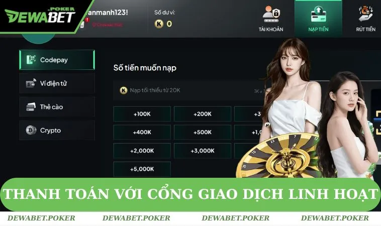 DEWABET 31 Thanh toán mọi lúc với cổng giao dịch linh hoạt
